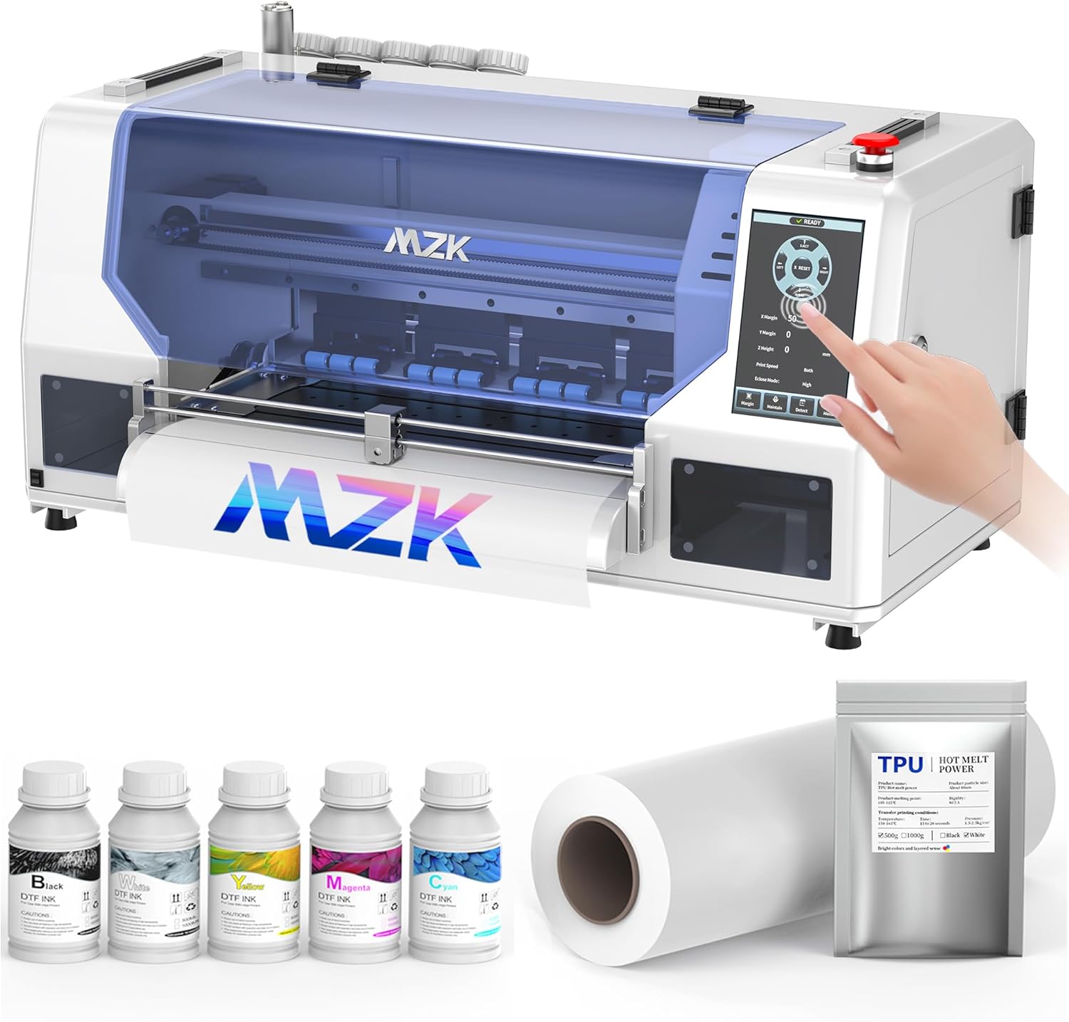 MZK A3+ Dual Head DTF Printer with two XP600 printheads and 7-inch display